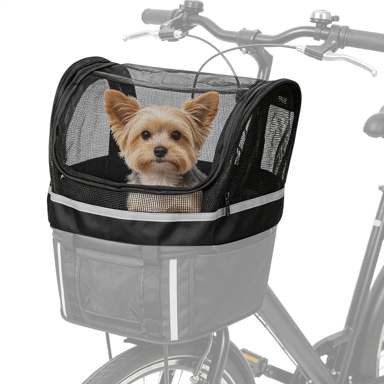 Commuting By Bike - Fahrrad-Hundekorb, Haustier-Fahrradlenkerkorb mit Fenster, verstärkter Haustier-Fahrradkorb