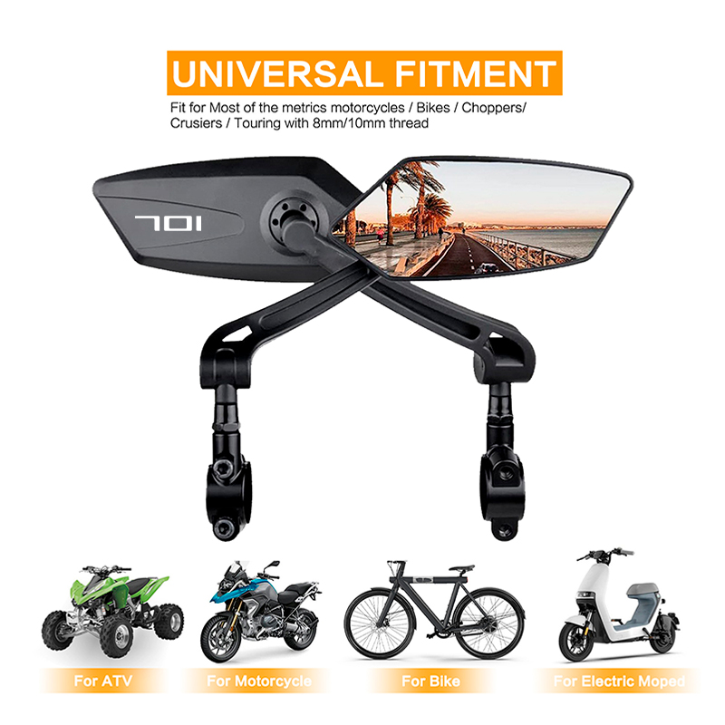 Mirror Handlebar Convex - Motorrad-Lenkerspiegel, zusammenklappbar, schwarz, Weitwinkel-Konvex-Rückspiegel für 401