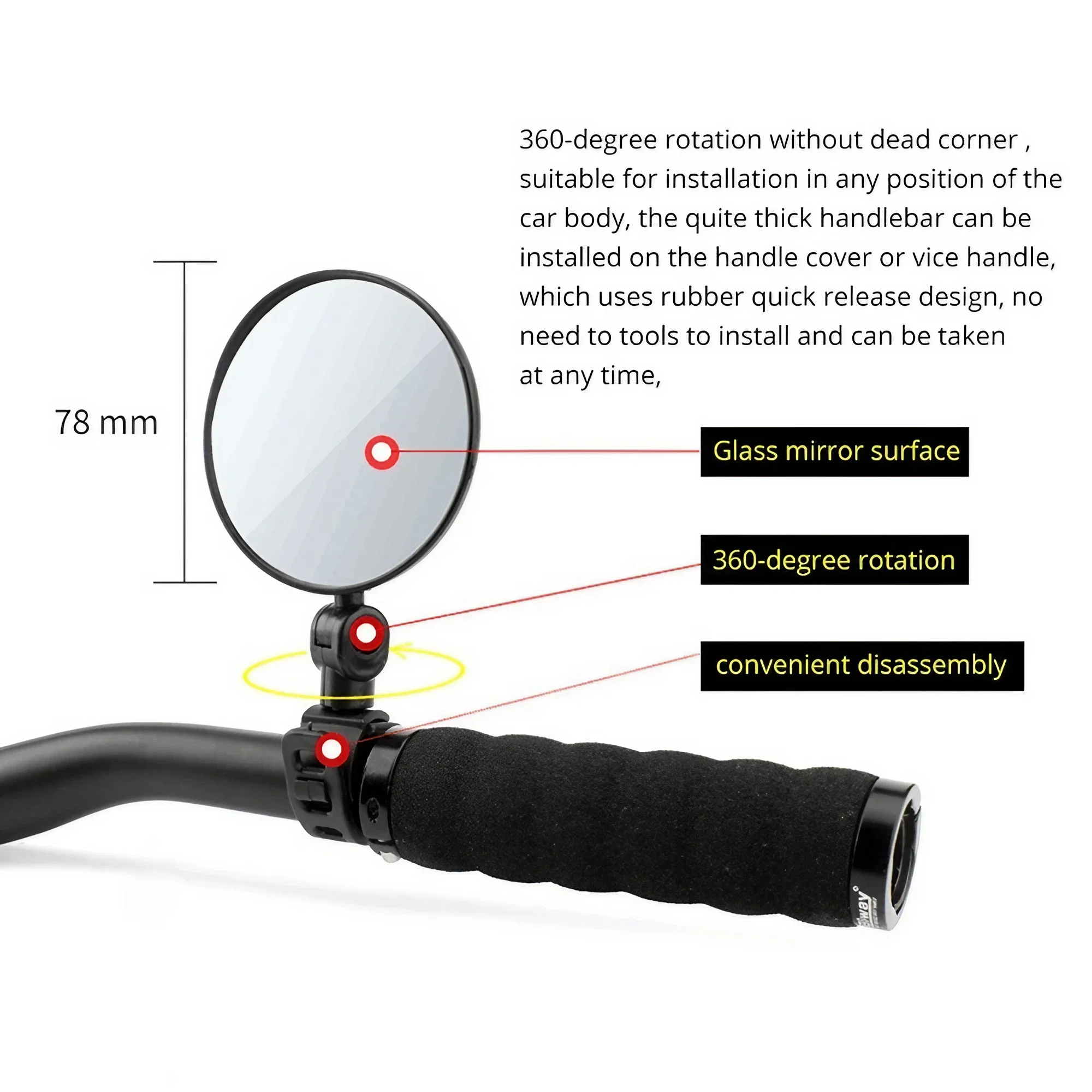 Verstellbarer Fahrrad-Lenker-R – Mirror Handlebar Convex Bewertung und Preis